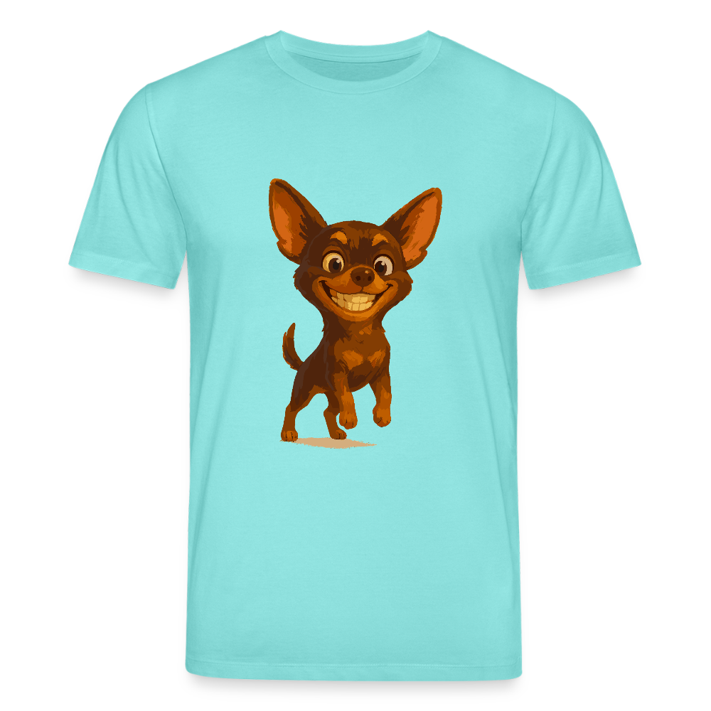 Grinsender Chihuahua T-Shirt Cartoon Hund – witziges Tiermotiv mit großem Lächeln, Geschenkidee für Hundefans und Tierfreunde - Poolblau