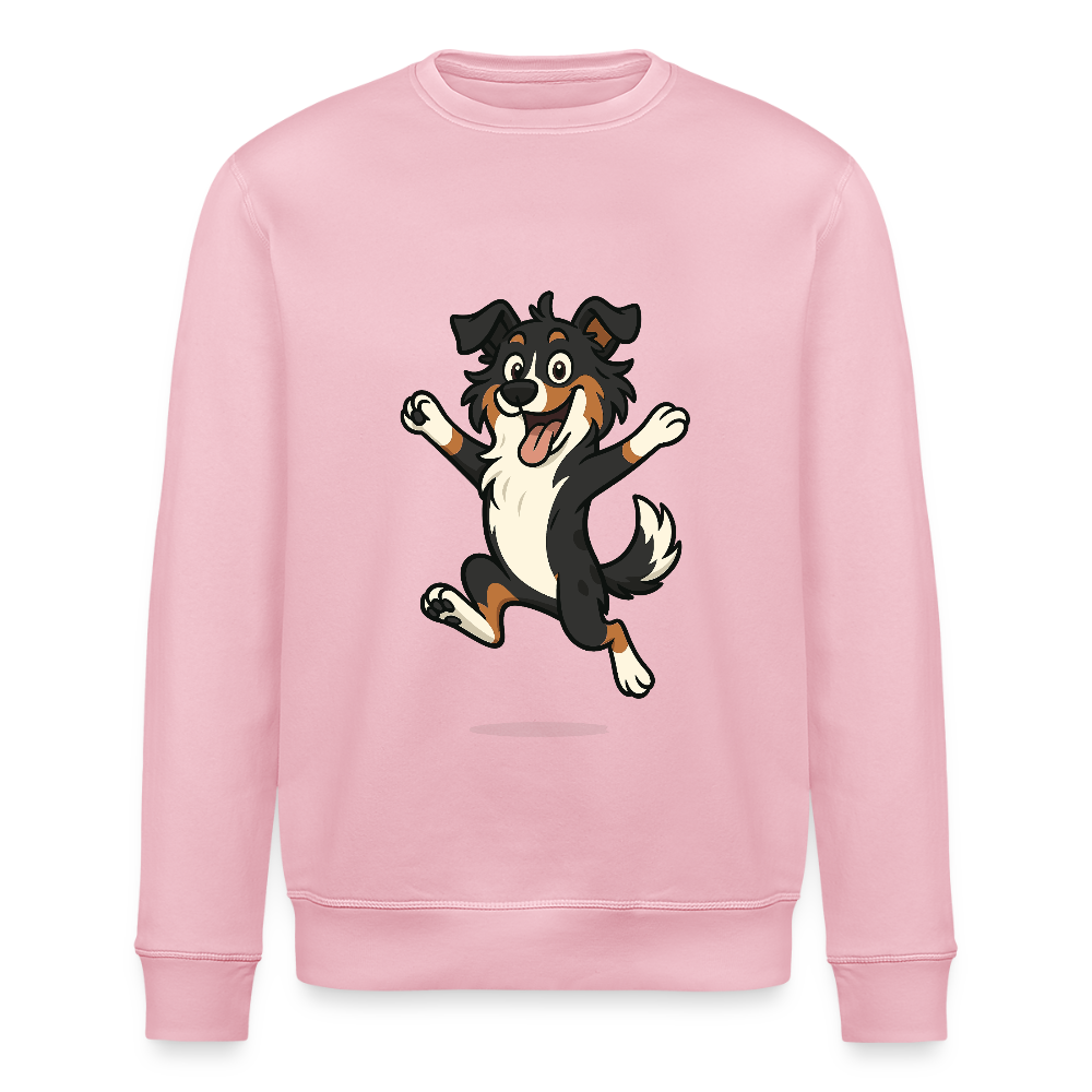 Australian Shepherd Sweatshirt Cartoon hüpfend – Fröhliches Hunde Motiv voller Freude und Energie für Hundeliebhaber und Geschenkideen - Hellrosa