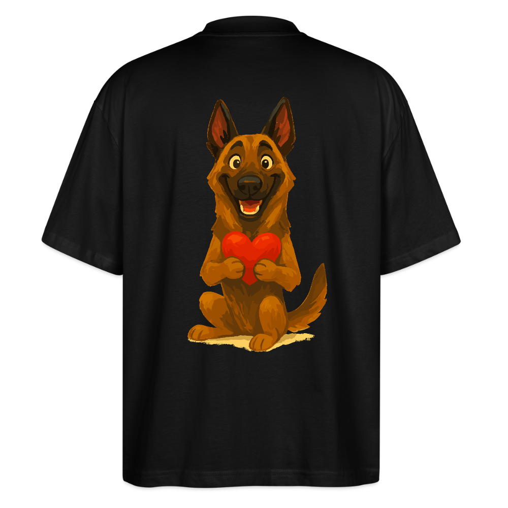 Malinois Oversized mit Herz Cartoon – liebevoller Belgischer Schäferhund als Hunde Motiv für Hundeliebhaber und Geschenkideen - Schwarz