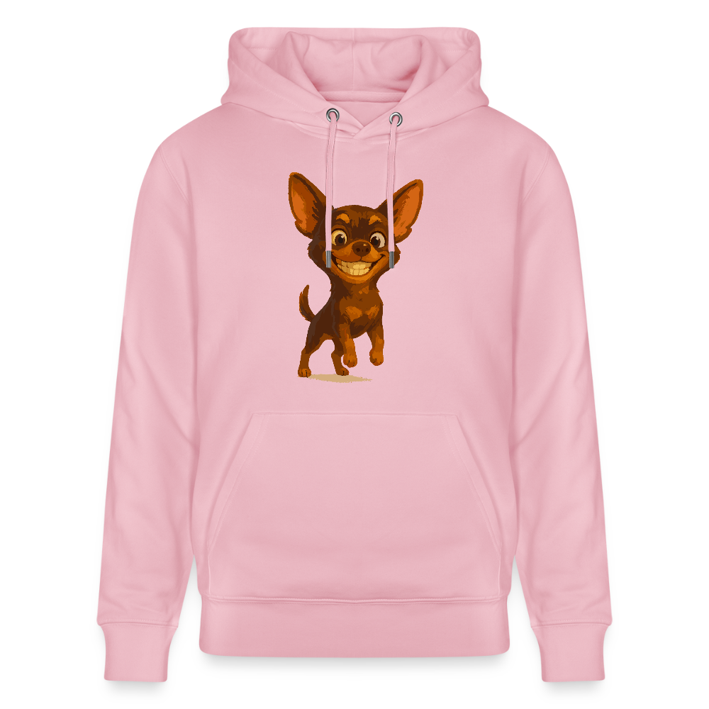 Grinsender Chihuahua Hoodie Cartoon Hund – witziges Tiermotiv mit großem Lächeln, Geschenkidee für Hundefans und Tierfreunde - Hellrosa
