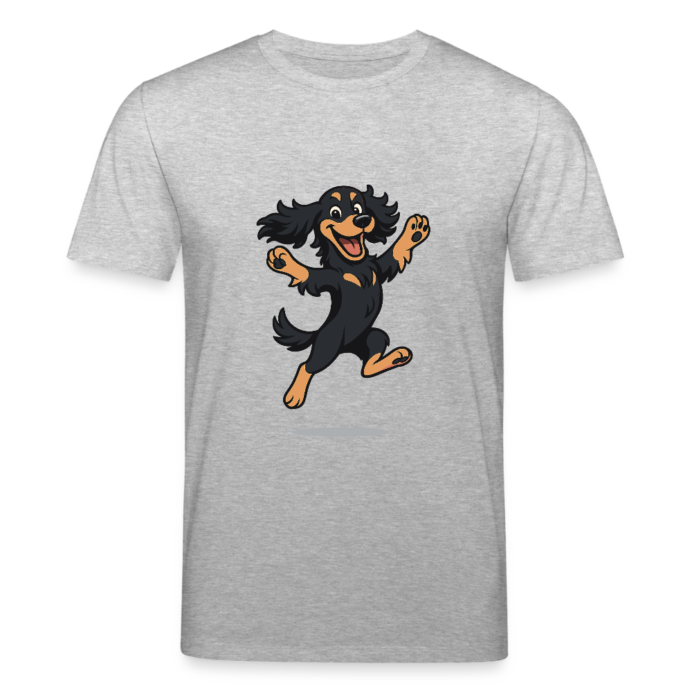 Cocker Spaniel T-Shirt - fröhlicher hüpfender Cartoon  – lustiges Hundemotiv voller Freude, Geschenkidee für Hundeliebhaber und Tierfreunde - Grau meliert