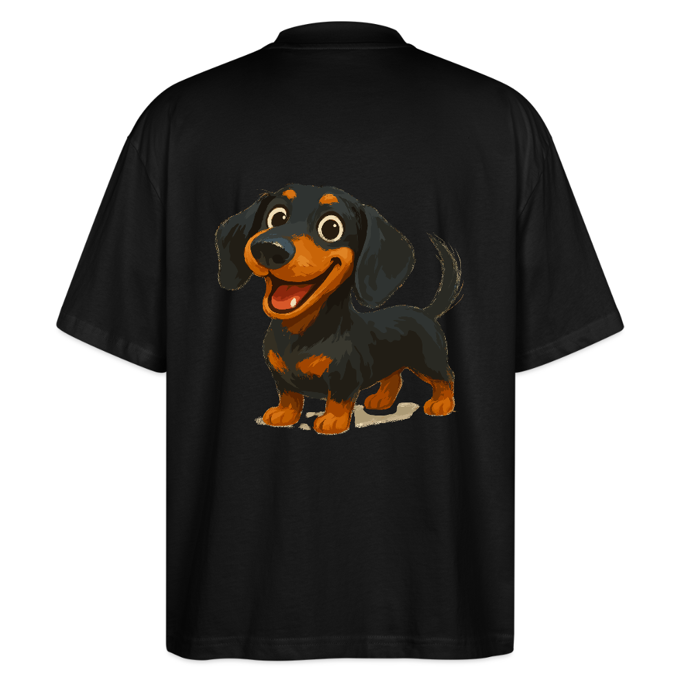 Dackel Oversized – Fröhlicher Cartoon Dachshund | Niedlicher Hund Pullover Geschenk für Hundefans - Schwarz