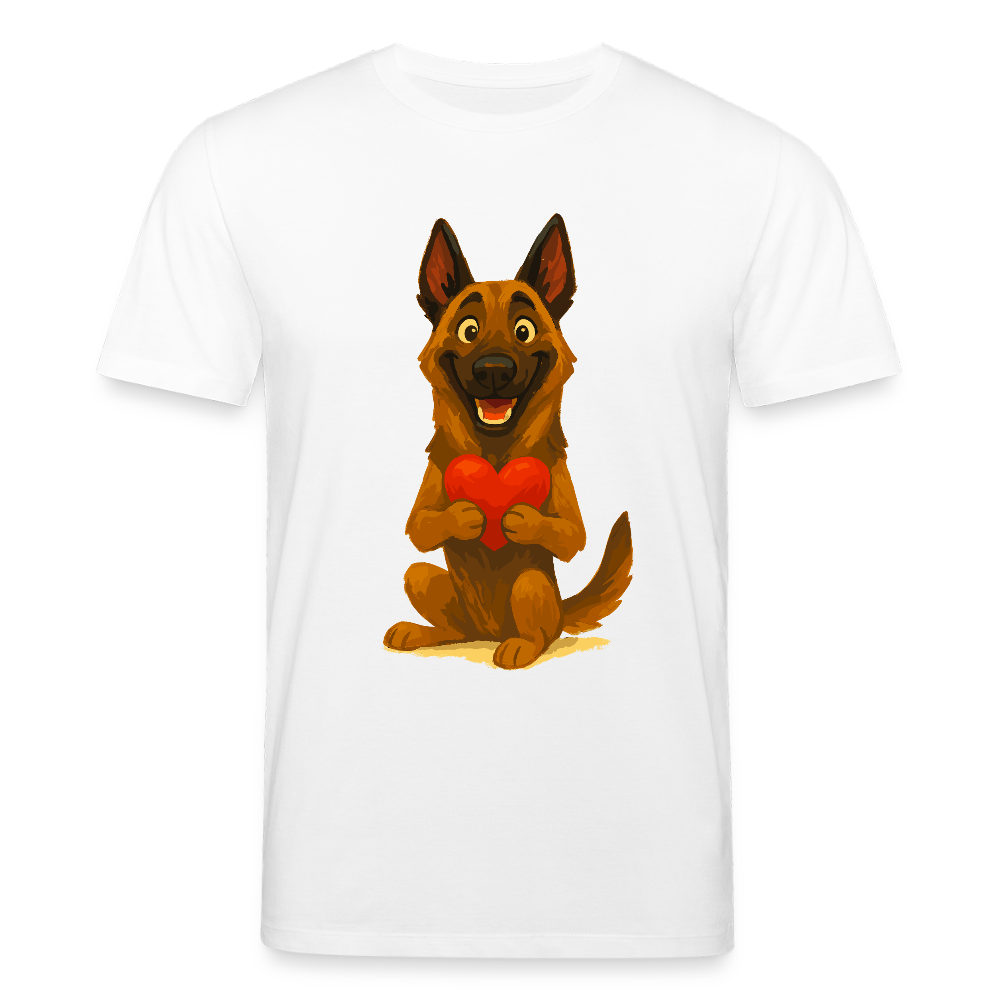 Malinois T-Shirt mit Herz Cartoon – liebevoller Belgischer Schäferhund als Hunde Motiv für Hundeliebhaber und Geschenkideen - Weiß