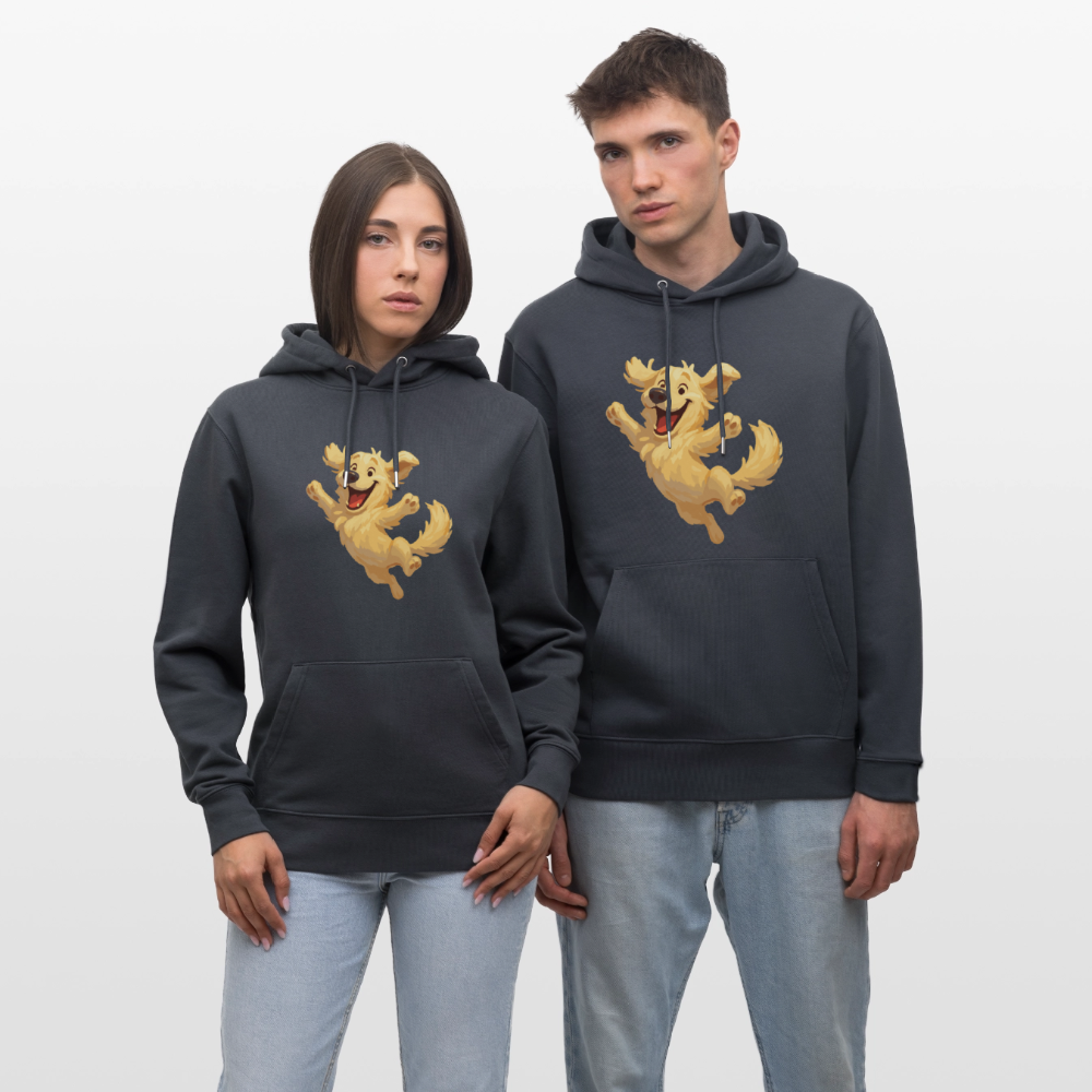 Golden Retriever Hoodie Springender Cartoon – fröhliches Hundemotiv, perfektes Geschenk für Hundeliebhaber und Tierfreunde - Indigoblau