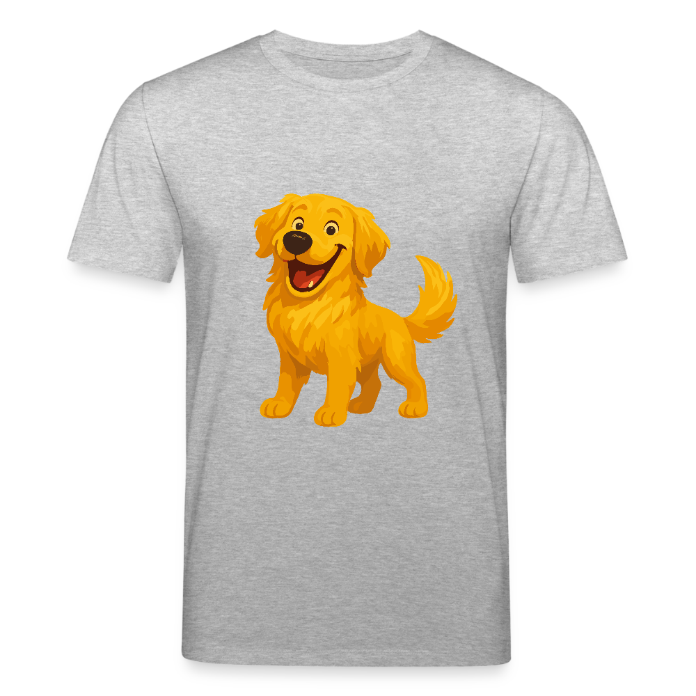 Golden Retriever T-Shirt Fröhlicher Cartoon – lachendes Hundemotiv, süßes Geschenk für Hundeliebhaber und Tierfreunde - Grau meliert