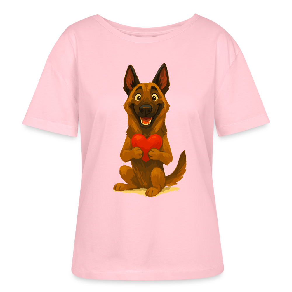 Malinois Shirt mit Herz Cartoon – liebevoller Belgischer Schäferhund als Hunde Motiv für Hundeliebhaber und Geschenkideen - Hellrosa