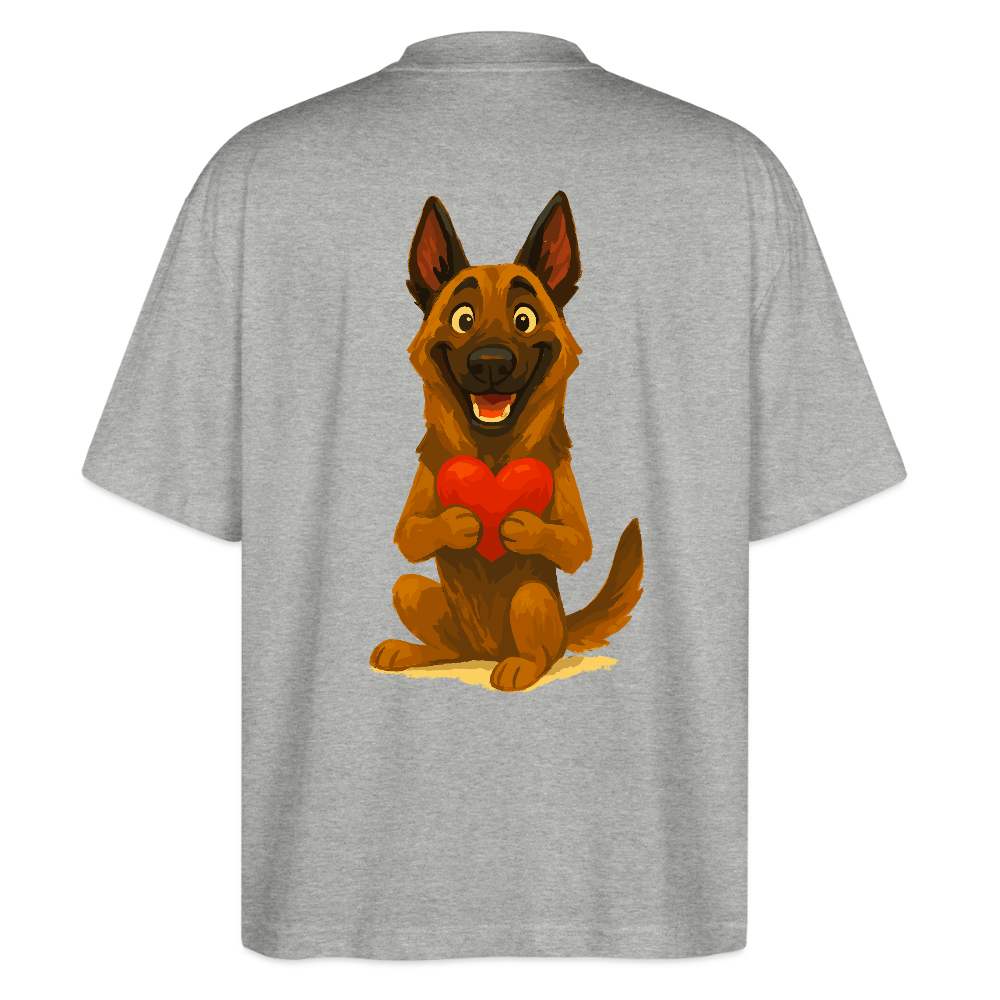 Malinois Oversized mit Herz Cartoon – liebevoller Belgischer Schäferhund als Hunde Motiv für Hundeliebhaber und Geschenkideen - Grau meliert