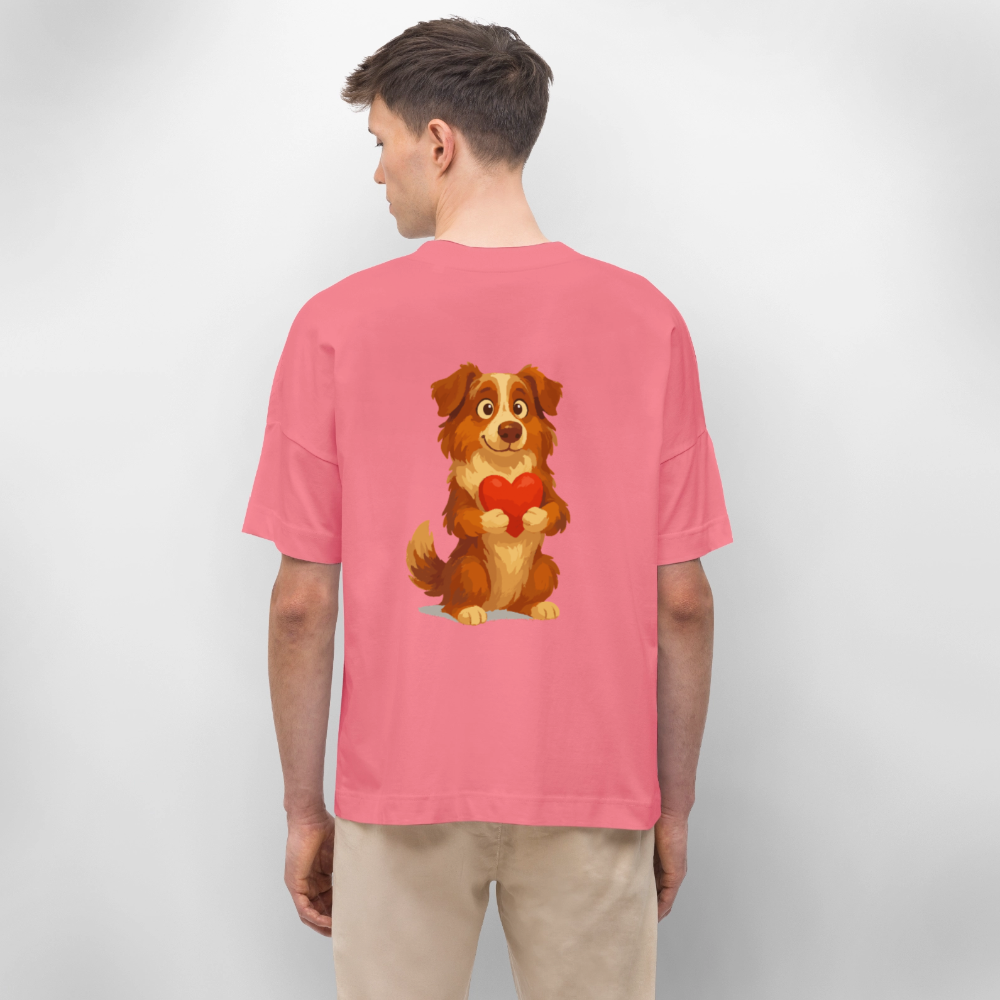 Australian Shepherd Oversized Süßer Cartoon mit Herz – Liebevolles Hunde Motiv für Valentinstag, Freundschaft und Geschenkideen - Pink