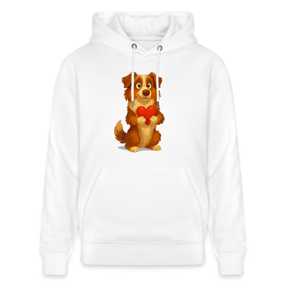 Australian Shepherd Hoodie Süßer Cartoon mit Herz – Liebevolles Hunde Motiv für Valentinstag, Freundschaft und Geschenkideen - Weiß