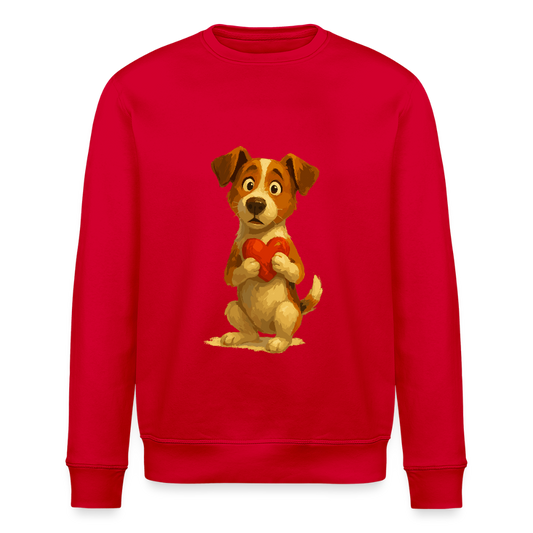 Jack Russell Terrier Sweatshirt mit Herz – süßes Cartoon Motiv, liebevoller Hund, Geschenkidee für Valentinstag und Hundeliebhaber - Rot