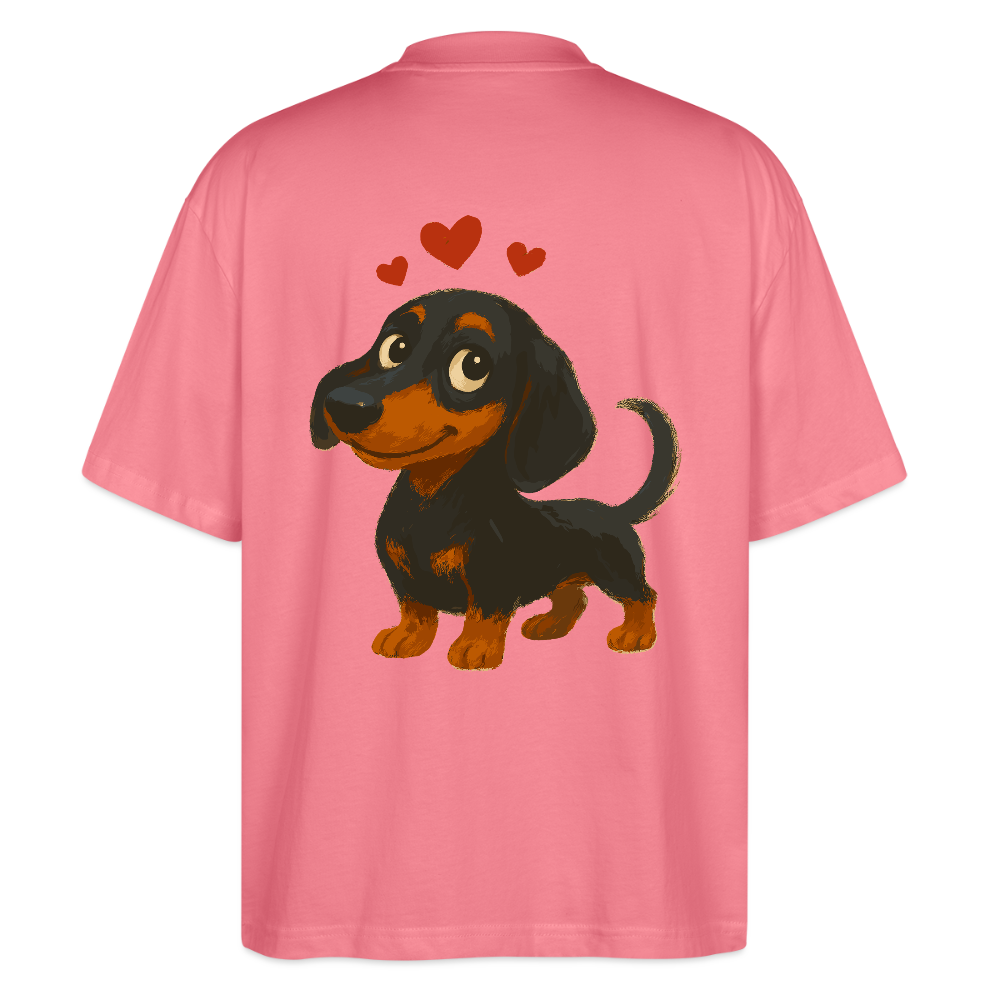 Dackel Oversized – Verliebter Cartoon Dachshund | Süßer Hund Pullover Geschenk mit Herzen für Valentinstag & Hundefans - Pink