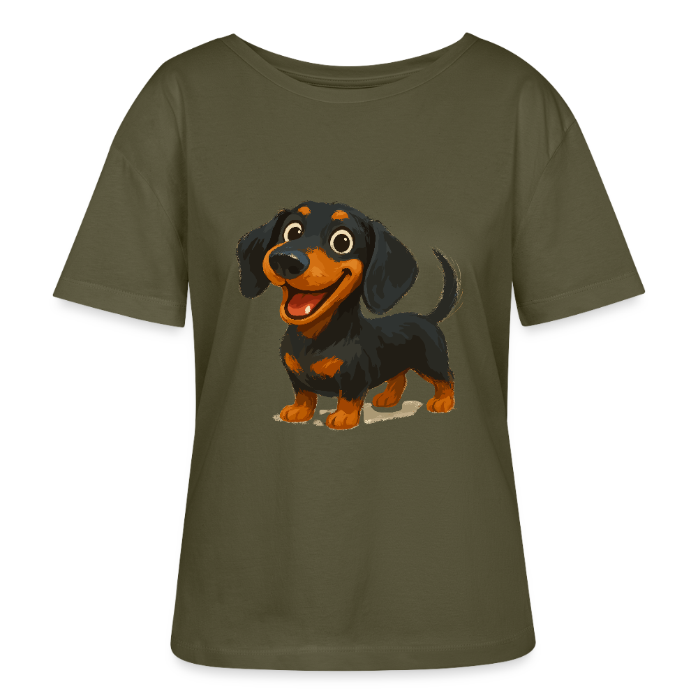 Dackel Shirt – Fröhlicher Cartoon Dachshund | Niedlicher Hund Pullover Geschenk für Hundefans - Khaki