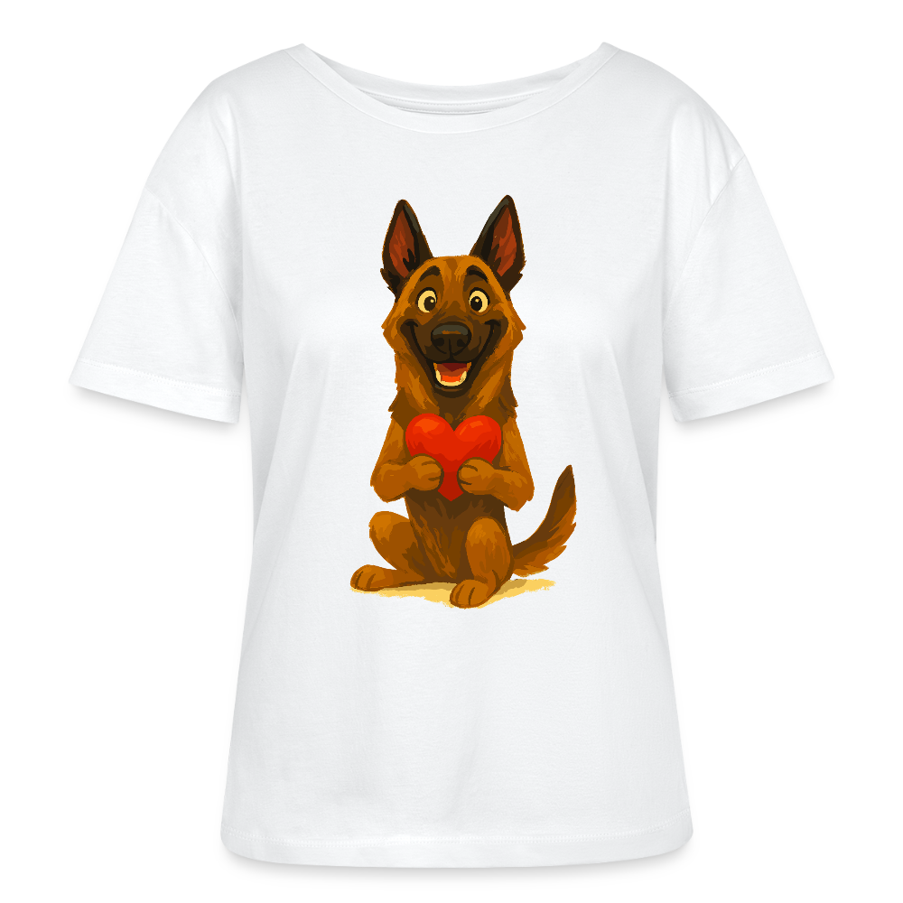 Malinois Shirt mit Herz Cartoon – liebevoller Belgischer Schäferhund als Hunde Motiv für Hundeliebhaber und Geschenkideen - Weiß