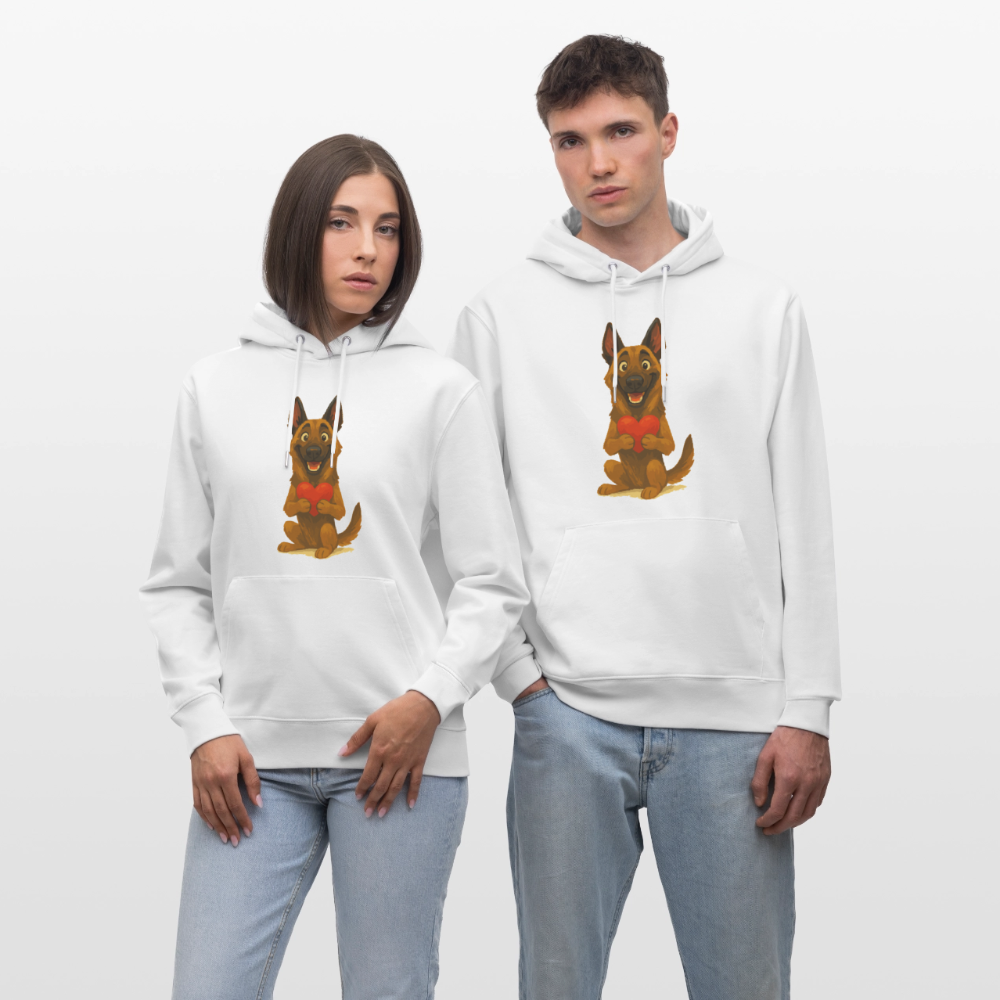 Malinois Hoodie mit Herz Cartoon – liebevoller Belgischer Schäferhund als Hunde Motiv für Hundeliebhaber und Geschenkideen - Weiß
