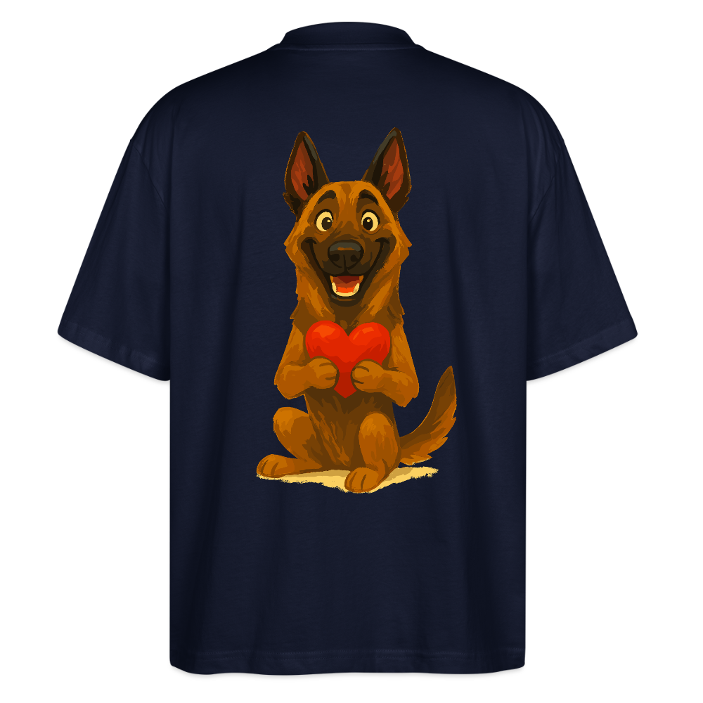 Malinois Oversized mit Herz Cartoon – liebevoller Belgischer Schäferhund als Hunde Motiv für Hundeliebhaber und Geschenkideen - Navy