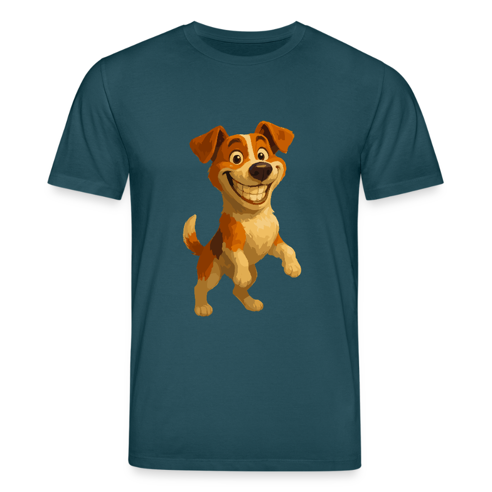 Jack Russell Terrier T-Shirt breit grinsend – süßer Cartoon Hund, lustiges Motiv für Hundeliebhaber & Geschenkidee für Tierfreunde - Dunkles Petrol