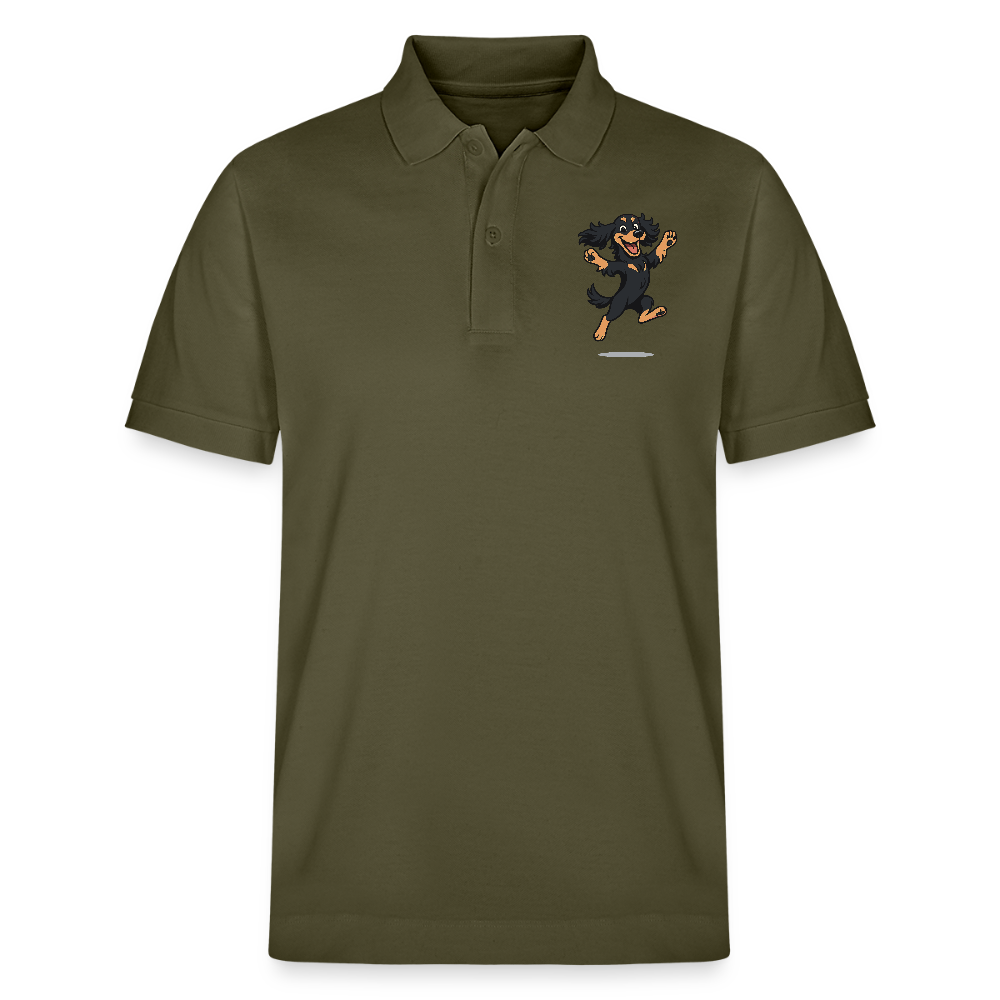 Cocker Spaniel Poloshirt - fröhlicher hüpfender Cartoon  – lustiges Hundemotiv voller Freude, Geschenkidee für Hundeliebhaber und Tierfreunde - Khaki