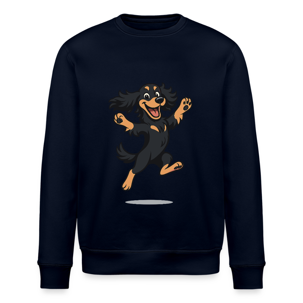 Cocker Spaniel Sweatshirt - fröhlicher hüpfender Cartoon  – lustiges Hundemotiv voller Freude, Geschenkidee für Hundeliebhaber und Tierfreunde - Navy