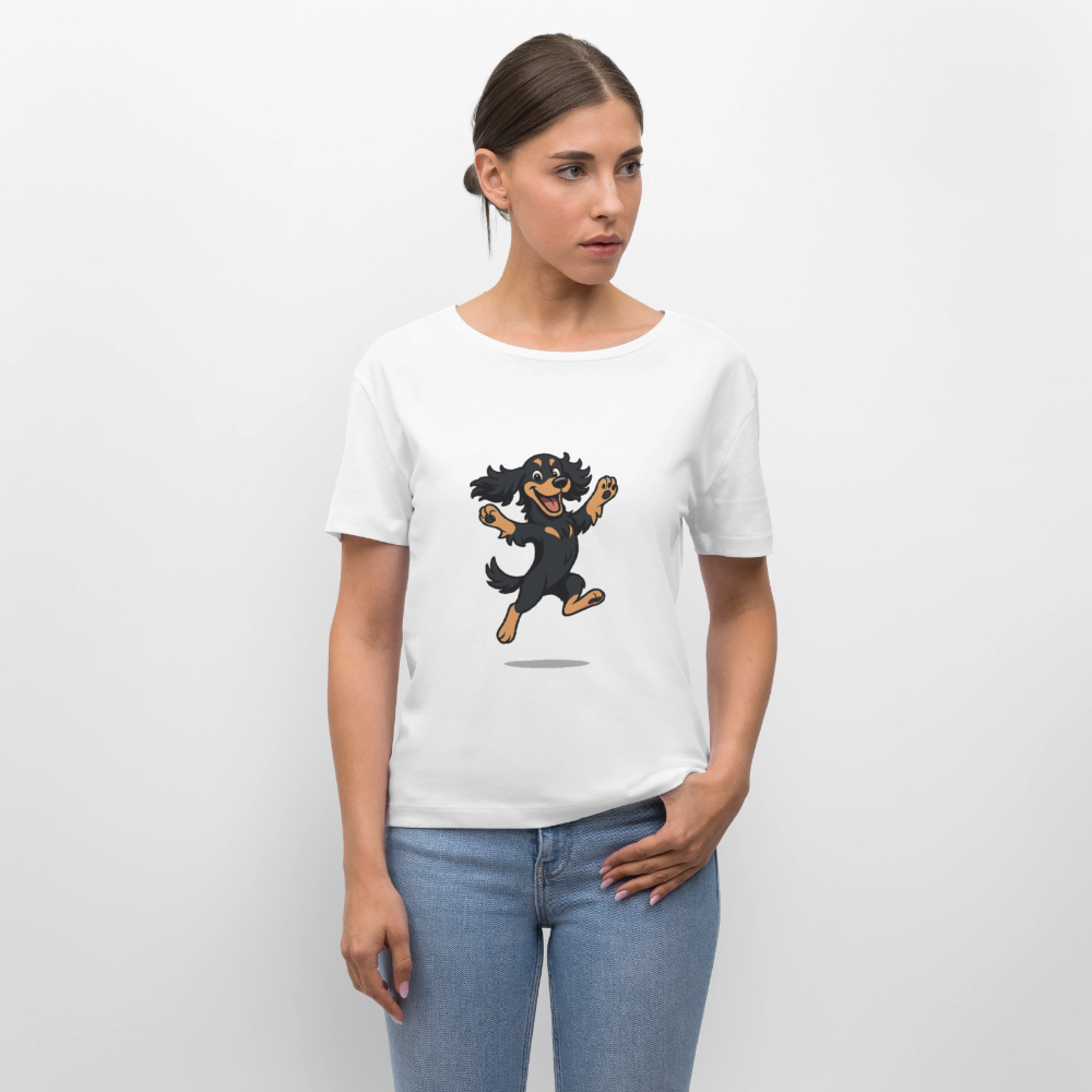 Cocker Spaniel Shirt - fröhlicher hüpfender Cartoon  – lustiges Hundemotiv voller Freude, Geschenkidee für Hundeliebhaber und Tierfreunde - Weiß