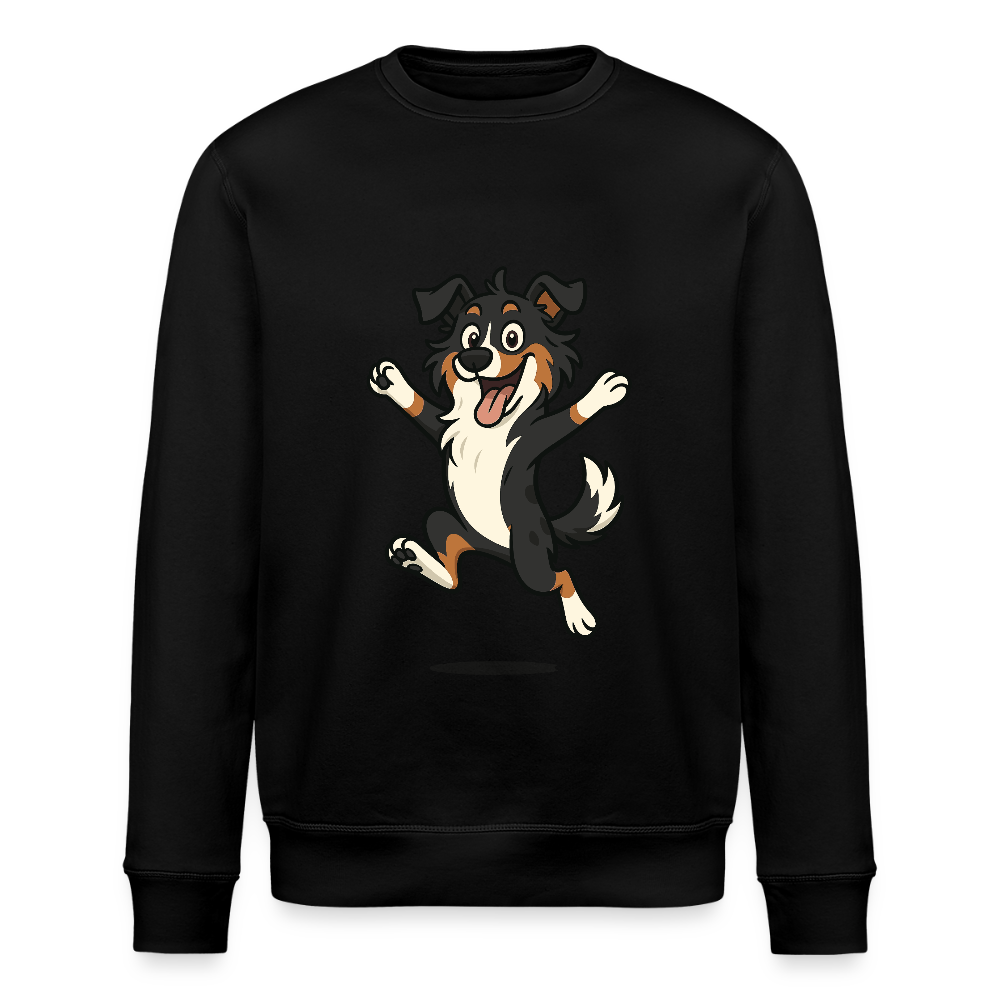 Australian Shepherd Sweatshirt Cartoon hüpfend – Fröhliches Hunde Motiv voller Freude und Energie für Hundeliebhaber und Geschenkideen - Schwarz