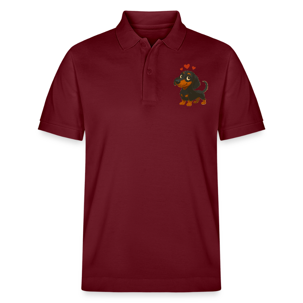 Dackel Poloshirt – Verliebter Cartoon Dachshund | Süßer Hund Pullover Geschenk mit Herzen für Valentinstag & Hundefans - Burgunderrot