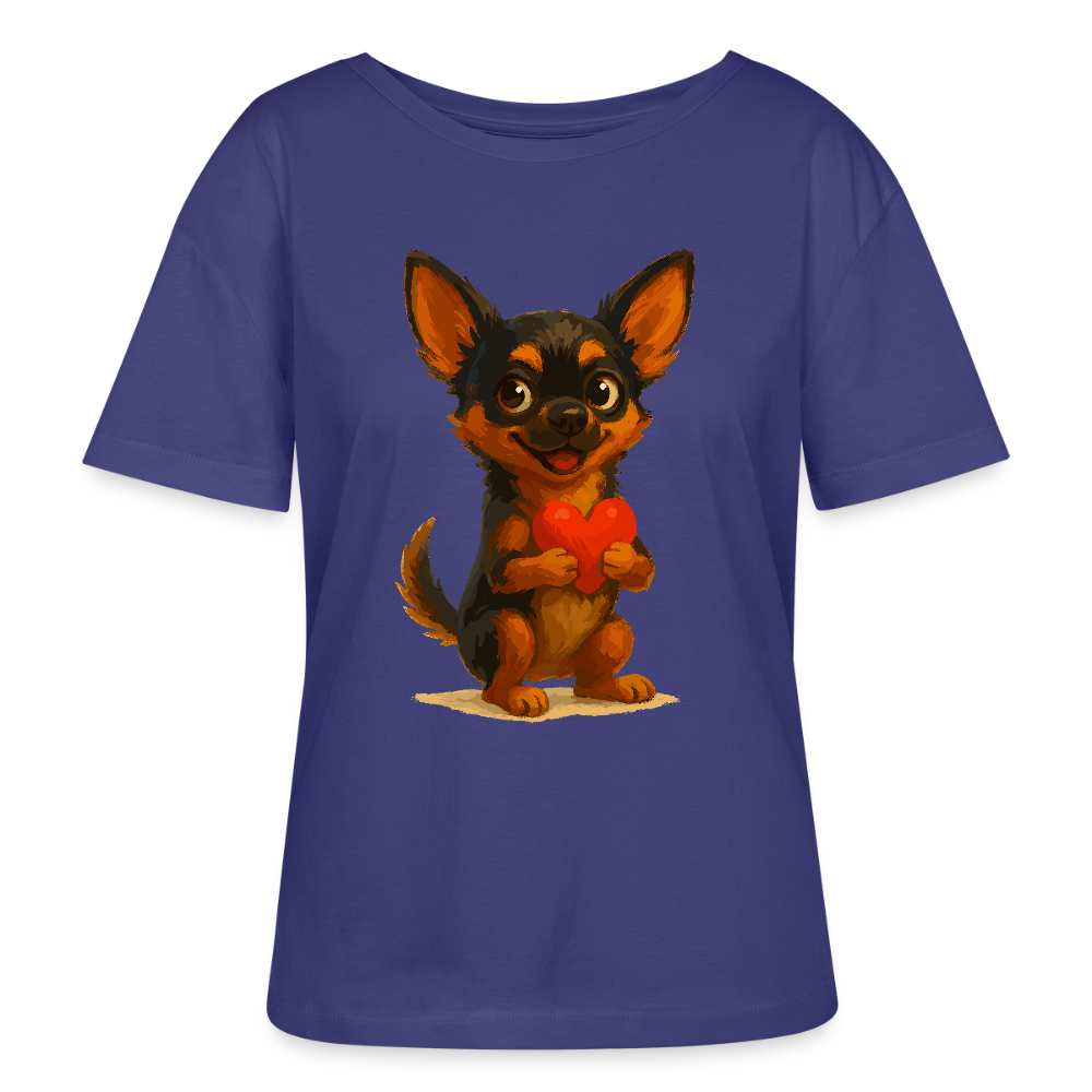 Chihuahua Shirt Cartoon Hund mit Herz – süßes Tiermotiv, Geschenkidee für Hundefans, Valentinstag und romantische Anlässe - Dämmerung