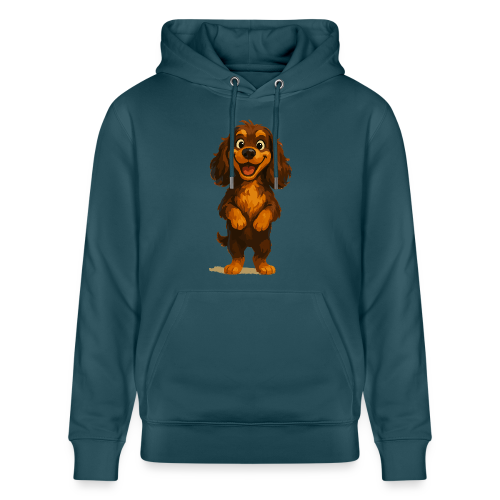 Cocker Spaniel Hoodie breit grinsend – Lustiger Cartoon Hund, fröhliches Motiv für Hundeliebhaber und Tierfreunde - Dunkles Petrol