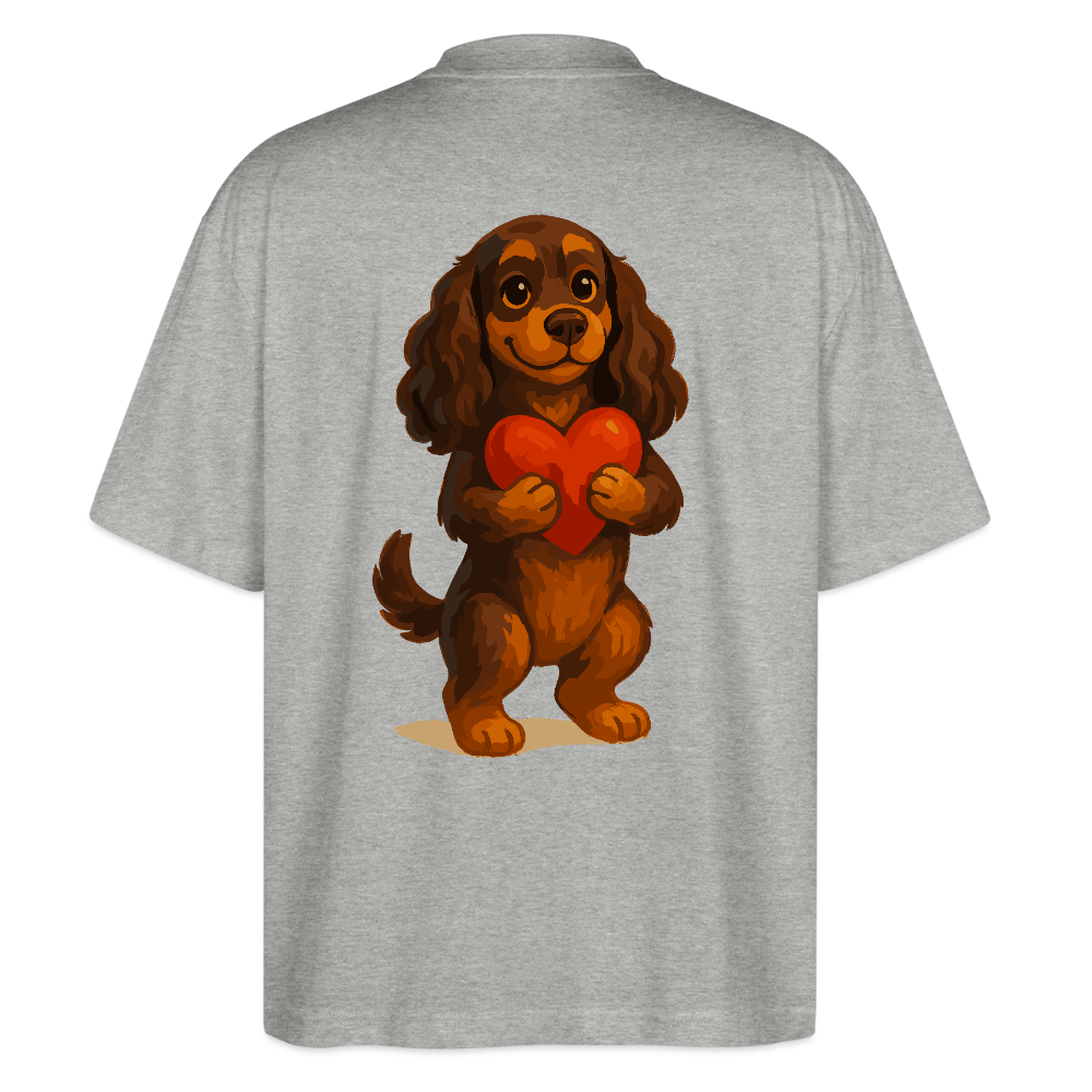 Cocker Spaniel Oversized mit Herz – Süßer Cartoon Hund, perfektes Motiv für Valentinstag und Hundeliebhaber - Grau meliert