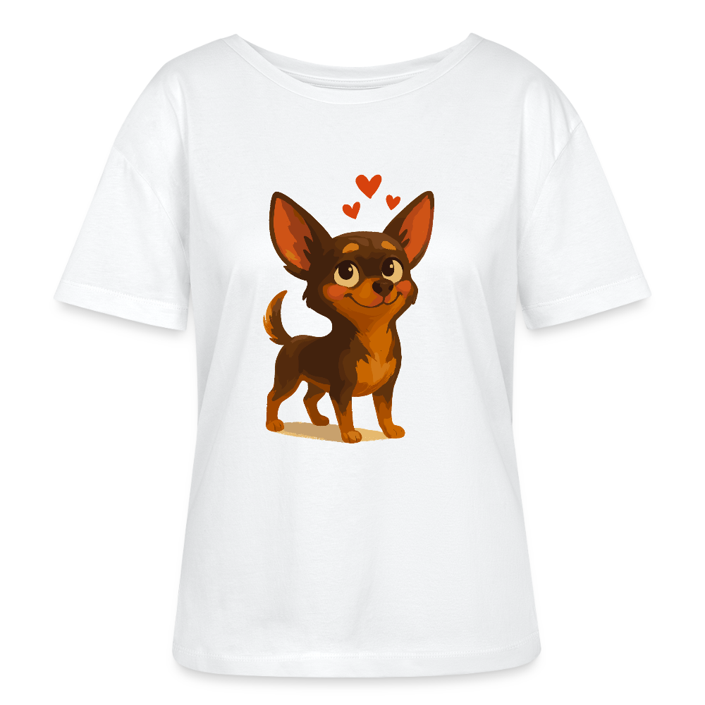 Verliebter Chihuahua Shirt Cartoon Hund mit Herzen – süßes romantisches Tiermotiv, Geschenkidee für Valentinstag und Hundefans - Weiß