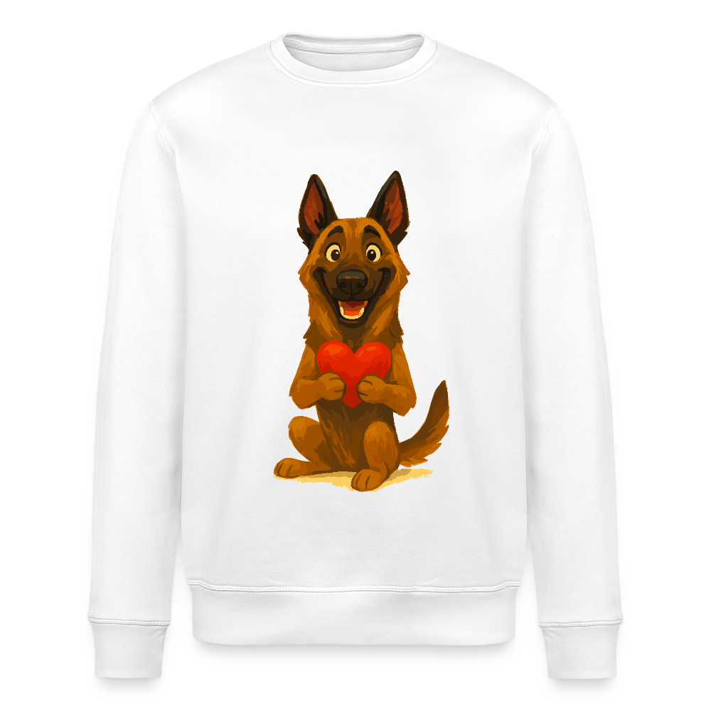Malinois Sweatshirt mit Herz Cartoon – liebevoller Belgischer Schäferhund als Hunde Motiv für Hundeliebhaber und Geschenkideen - Weiß