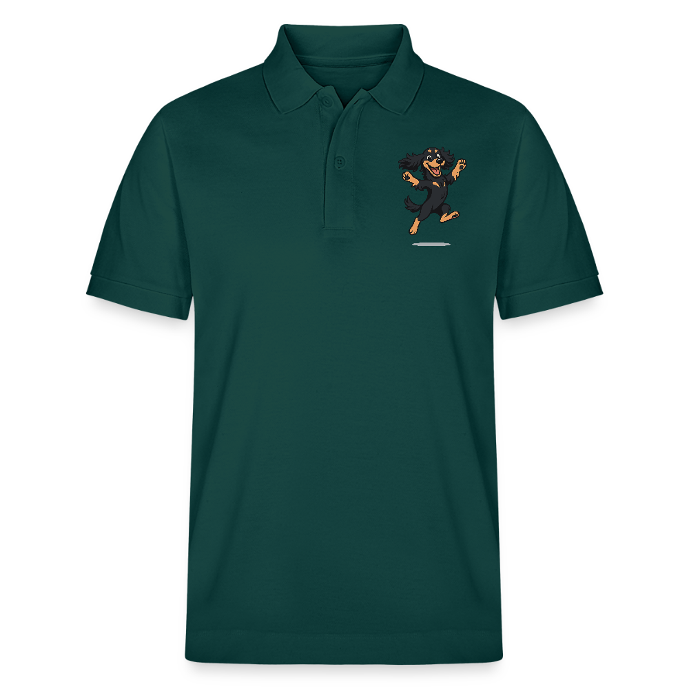 Cocker Spaniel Poloshirt - fröhlicher hüpfender Cartoon  – lustiges Hundemotiv voller Freude, Geschenkidee für Hundeliebhaber und Tierfreunde - Glasiertes Grün