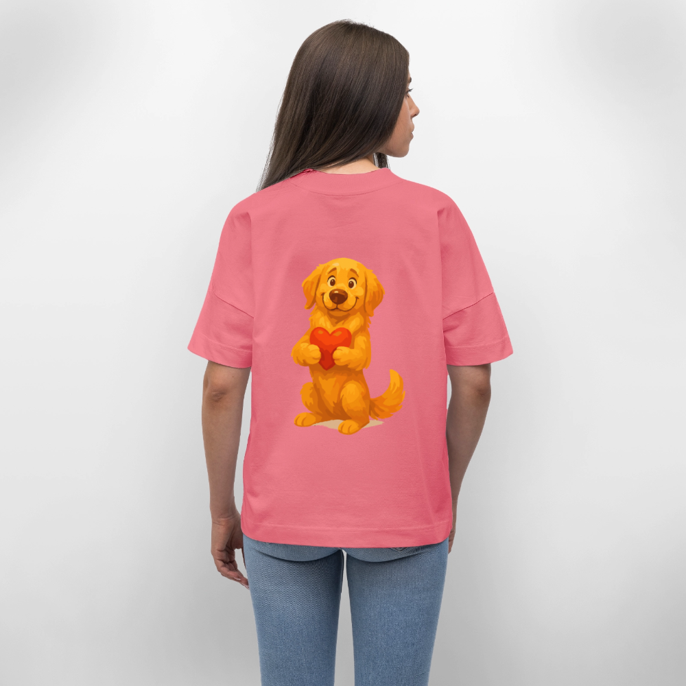 Golden Retriever Oversized mit Herz – süßer Cartoon Hund, liebevolles Motiv für Hundeliebhaber, Valentinstag oder besondere Geschenkideen - Pink