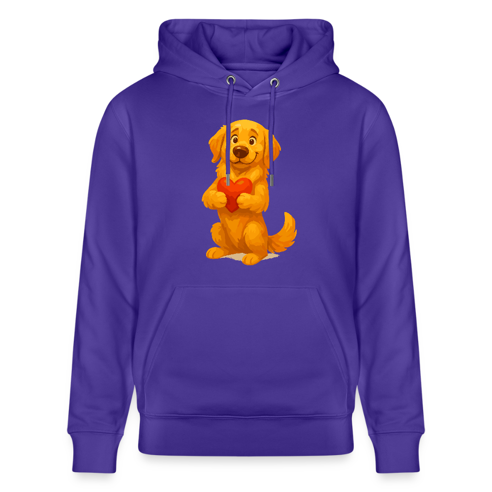 Golden Retriever Hoodie mit Herz – süßer Cartoon Hund, liebevolles Motiv für Hundeliebhaber, Valentinstag oder besondere Geschenkideen - Purple Love