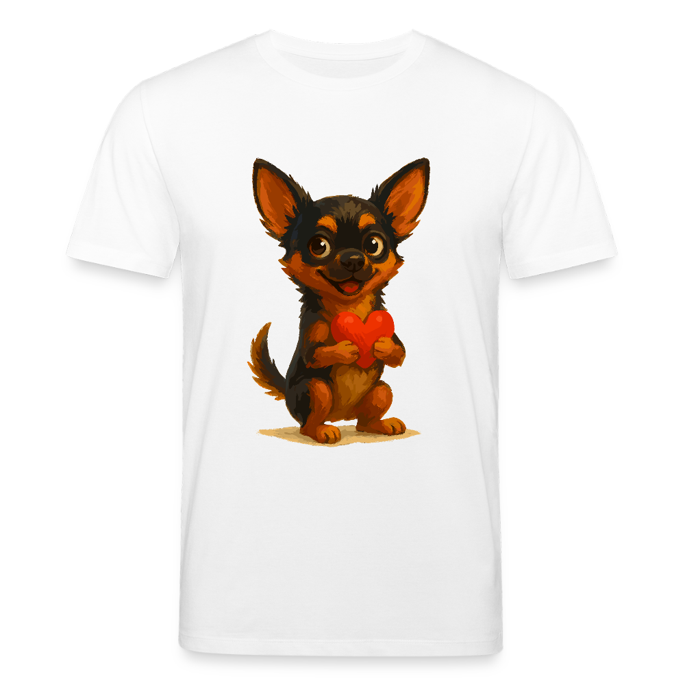 Chihuahua T-Shirt Cartoon Hund mit Herz – süßes Tiermotiv, Geschenkidee für Hundefans, Valentinstag und romantische Anlässe - Weiß