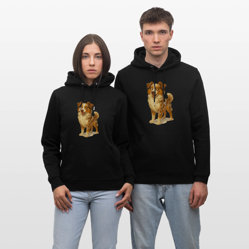 Australian Shepherd Hoodie Frecher Cartoon mit verschmitztem Grinsen – Humorvolles Hunde Motiv für Tierfreunde und Geschenkideen - Schwarz