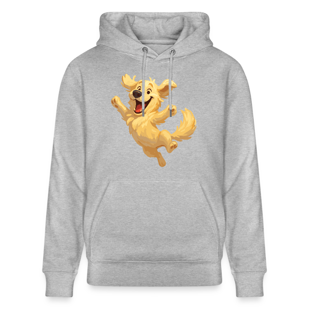 Golden Retriever Hoodie Springender Cartoon – fröhliches Hundemotiv, perfektes Geschenk für Hundeliebhaber und Tierfreunde - Grau meliert
