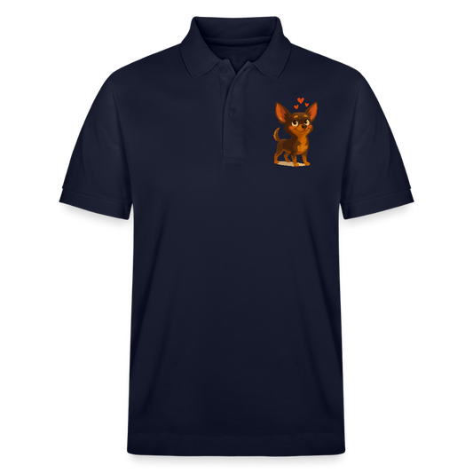 Verliebter Chihuahua Poloshirt Cartoon Hund mit Herzen – süßes romantisches Tiermotiv, Geschenkidee für Valentinstag und Hundefans - Navy