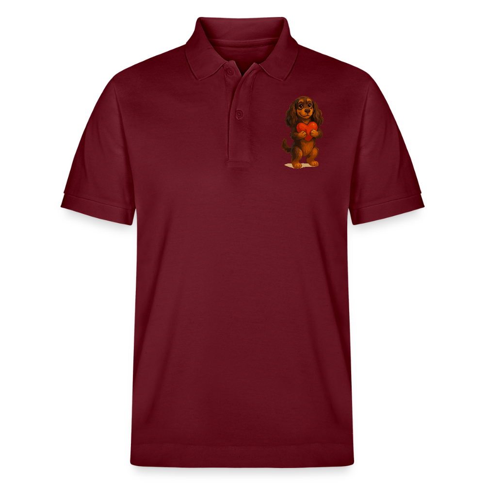Cocker Spaniel Poloshirt mit Herz – Süßer Cartoon Hund, perfektes Motiv für Valentinstag und Hundeliebhaber - Burgunderrot