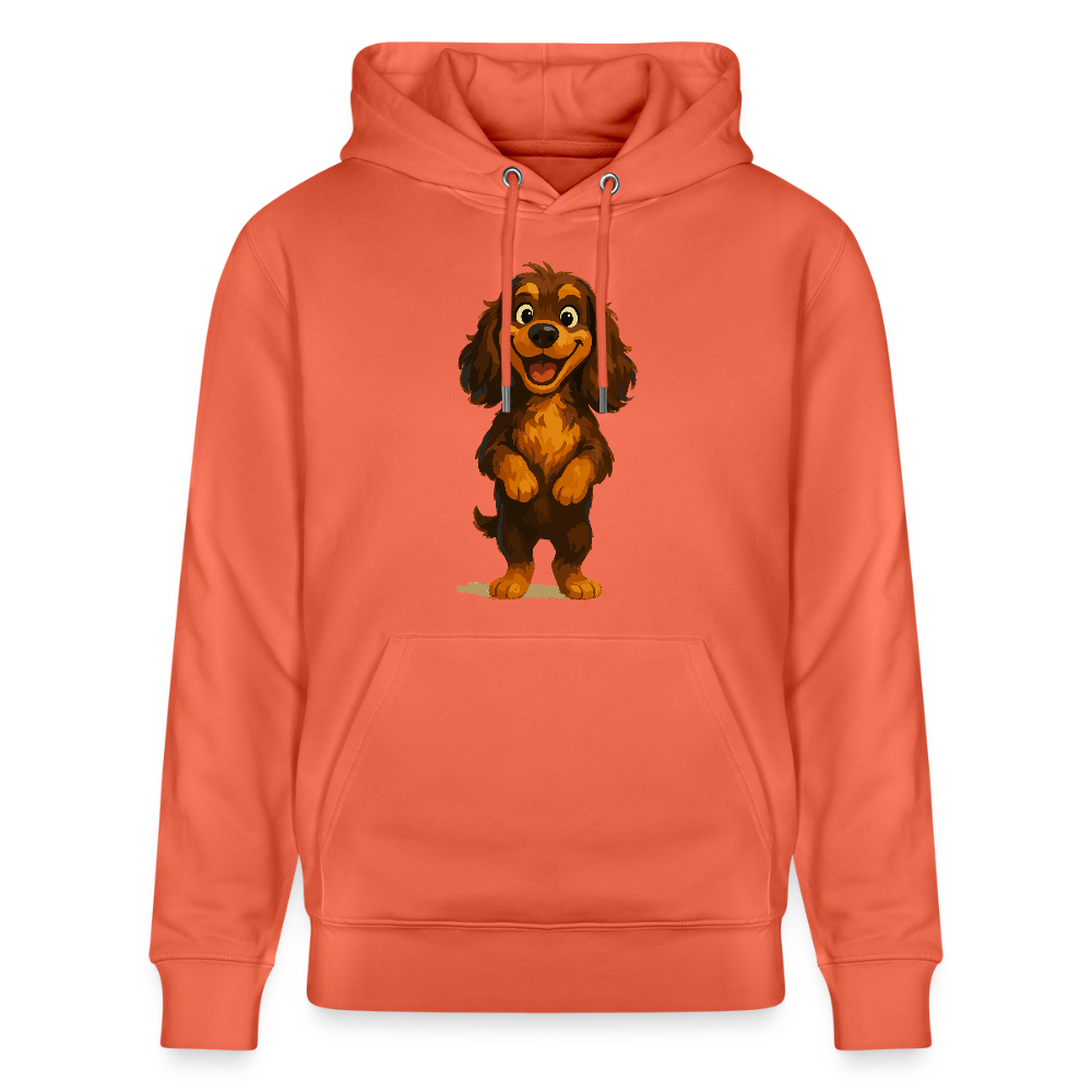 Cocker Spaniel Hoodie breit grinsend – Lustiger Cartoon Hund, fröhliches Motiv für Hundeliebhaber und Tierfreunde - Hellrot