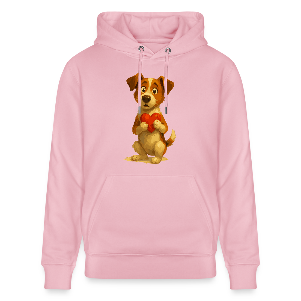 Jack Russell Terrier Hoodie mit Herz – süßes Cartoon Motiv, liebevoller Hund, Geschenkidee für Valentinstag und Hundeliebhaber - Hellrosa