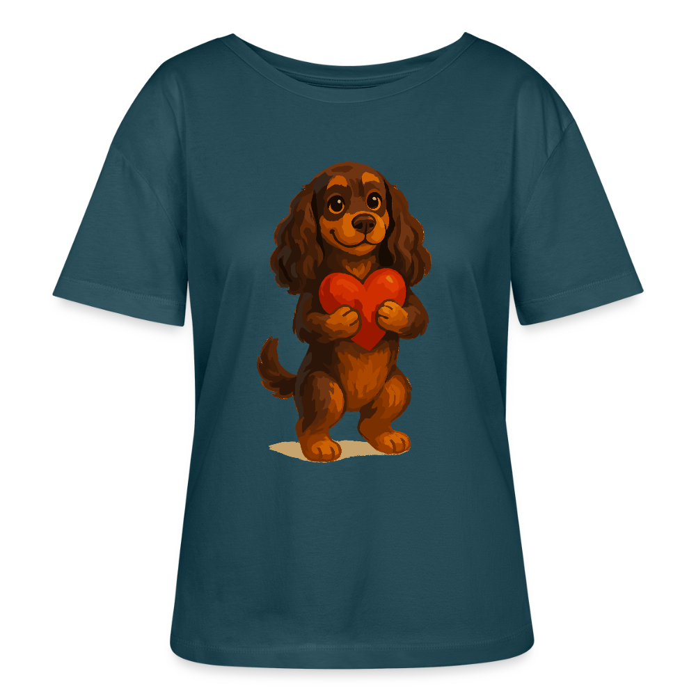 Cocker Spaniel Shirt mit Herz – Süßer Cartoon Hund, perfektes Motiv für Valentinstag und Hundeliebhaber - Dunkles Petrol