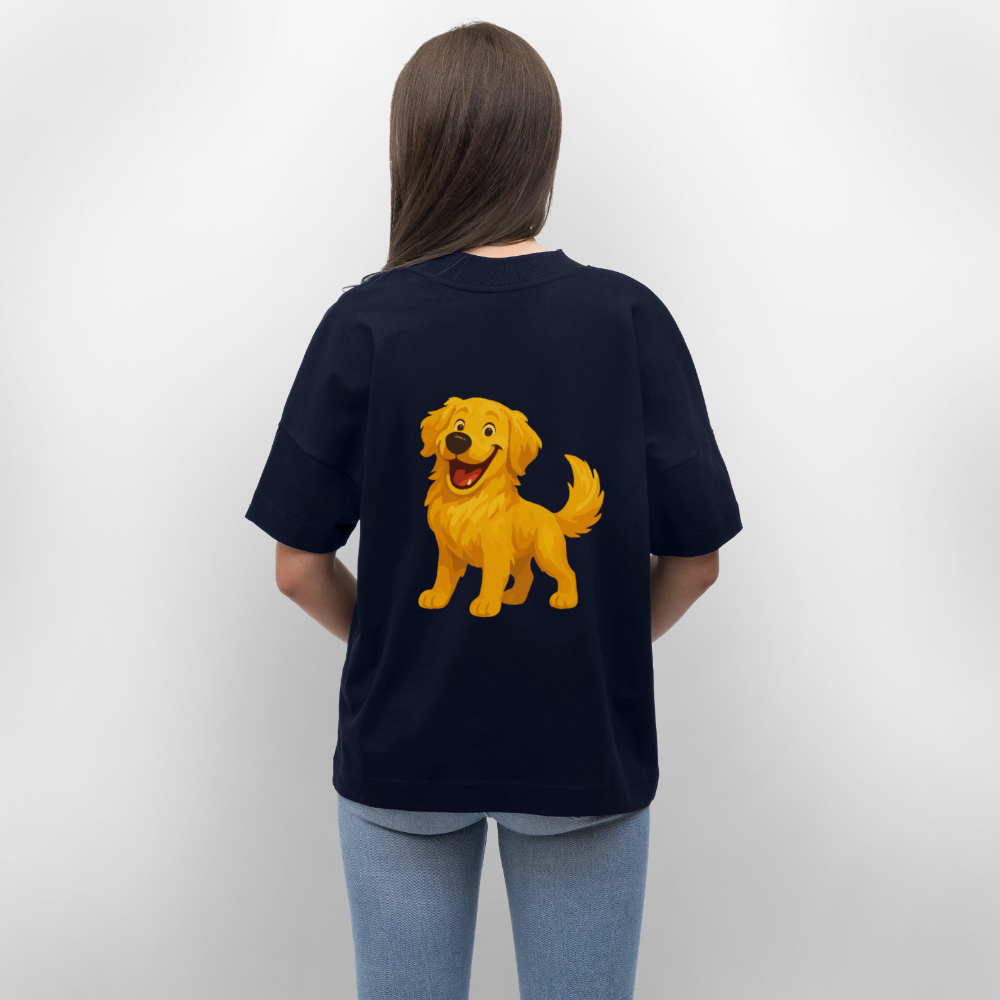 Golden Retriever Oversized Fröhlicher Cartoon – lachendes Hundemotiv, süßes Geschenk für Hundeliebhaber und Tierfreunde - Navy