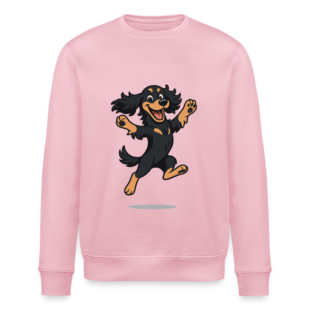 Cocker Spaniel Sweatshirt - fröhlicher hüpfender Cartoon  – lustiges Hundemotiv voller Freude, Geschenkidee für Hundeliebhaber und Tierfreunde - Hellrosa