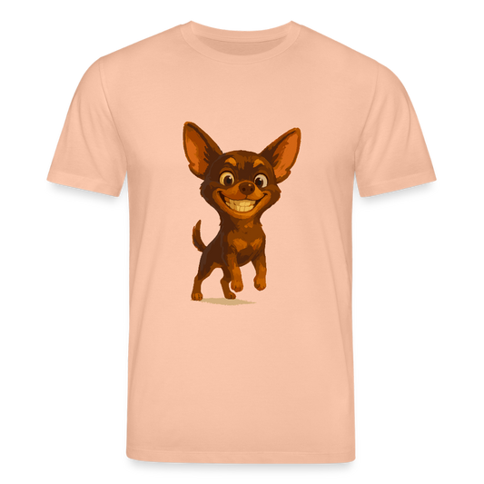 Grinsender Chihuahua T-Shirt Cartoon Hund – witziges Tiermotiv mit großem Lächeln, Geschenkidee für Hundefans und Tierfreunde - Pfirsich