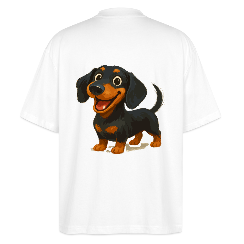 Dackel Oversized – Fröhlicher Cartoon Dachshund | Niedlicher Hund Pullover Geschenk für Hundefans - Weiß