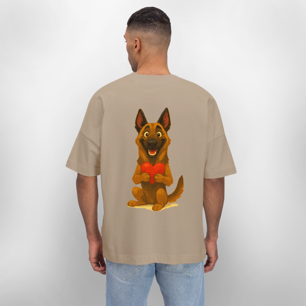 Malinois Oversized mit Herz Cartoon – liebevoller Belgischer Schäferhund als Hunde Motiv für Hundeliebhaber und Geschenkideen - Steingrau