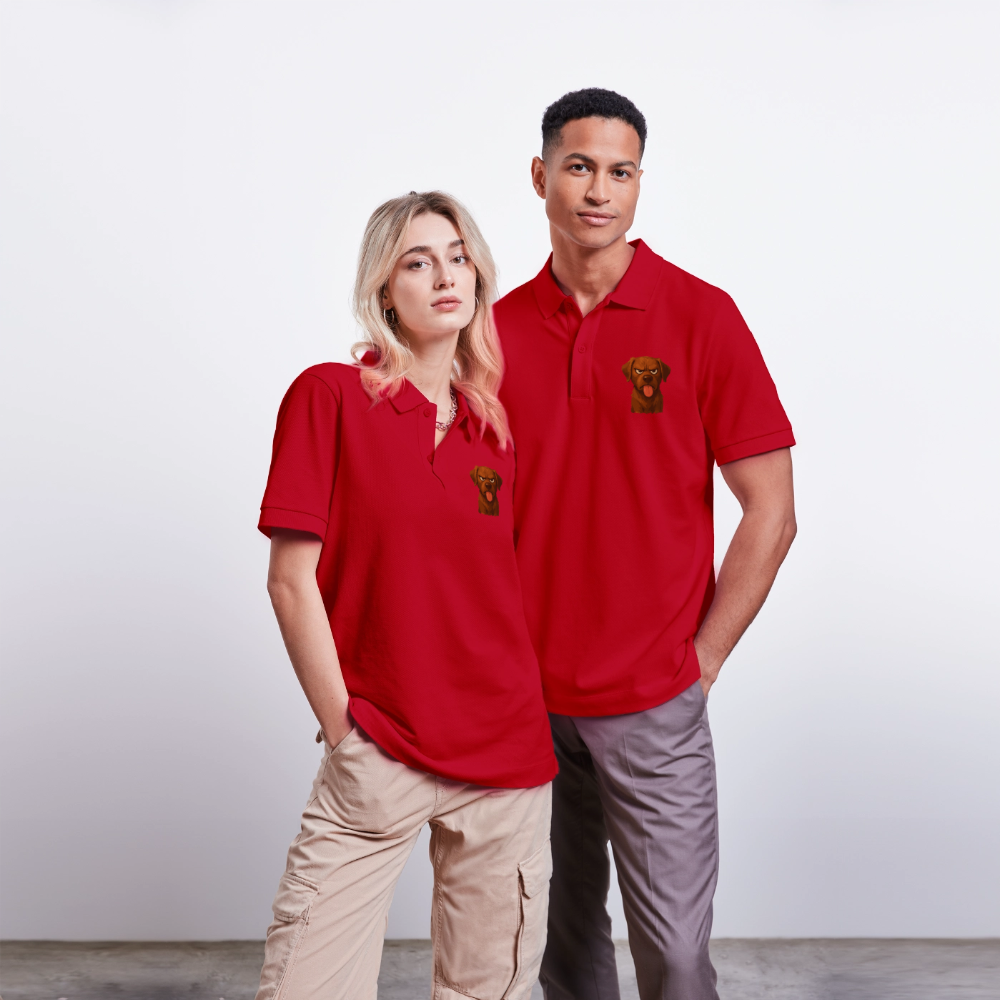 Labrador Poloshirt – Frecher Cartoon Hund mit Zunge | Lustiges Geschenk für Hundefans und Hundebesitzer - Rot