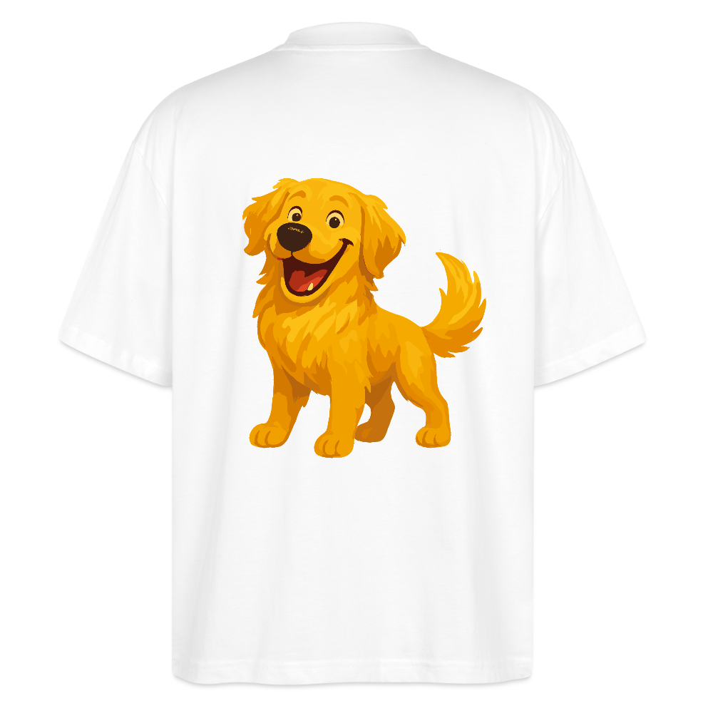 Golden Retriever Oversized Fröhlicher Cartoon – lachendes Hundemotiv, süßes Geschenk für Hundeliebhaber und Tierfreunde - Weiß