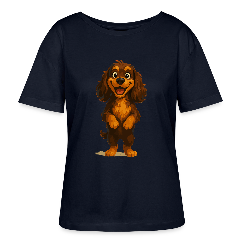 Cocker Spaniel Shirt breit grinsend – Lustiger Cartoon Hund, fröhliches Motiv für Hundeliebhaber und Tierfreunde - Navy