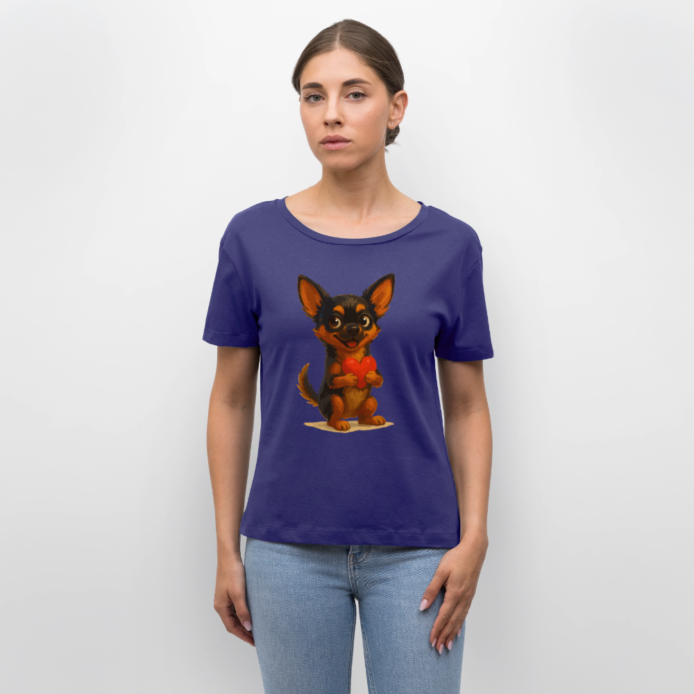 Chihuahua Shirt Cartoon Hund mit Herz – süßes Tiermotiv, Geschenkidee für Hundefans, Valentinstag und romantische Anlässe - Dämmerung